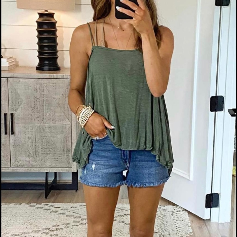 Women's Olive Green Double-Strap Tank Top